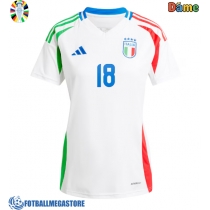 Fotballdrakt Dame Italia Nicolo Barella #18 Bortedrakt EM 2024 Kortermet